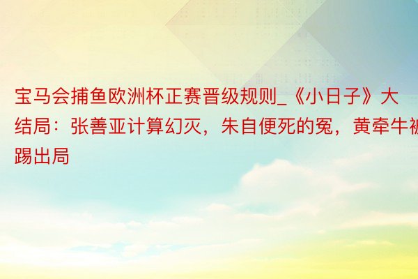 宝马会捕鱼欧洲杯正赛晋级规则_《小日子》大结局：张善亚计算幻灭，朱自便死的冤，黄牵牛被踢出局