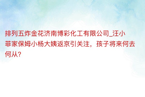 排列五炸金花济南博彩化工有限公司_汪小菲家保姆小杨大姨返京引关注，孩子将来何去何从？