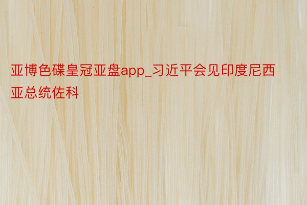 亚博色碟皇冠亚盘app_习近平会见印度尼西亚总统佐科