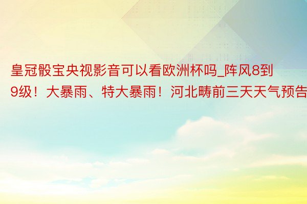 皇冠骰宝央视影音可以看欧洲杯吗_阵风8到9级！大暴雨、特大暴雨！河北畴前三天天气预告→