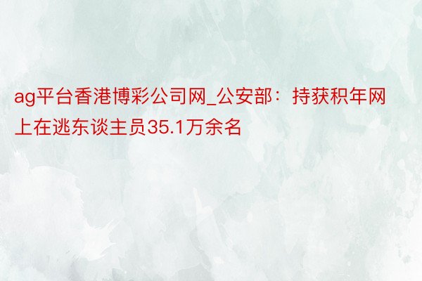 ag平台香港博彩公司网_公安部：持获积年网上在逃东谈主员35.1万余名