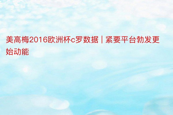 美高梅2016欧洲杯c罗数据 | 紧要平台勃发更始动能