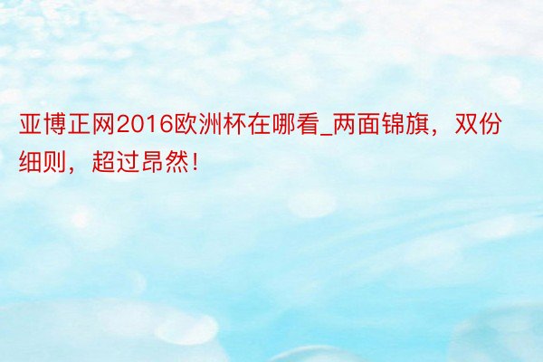 亚博正网2016欧洲杯在哪看_两面锦旗，双份细则，超过昂然！