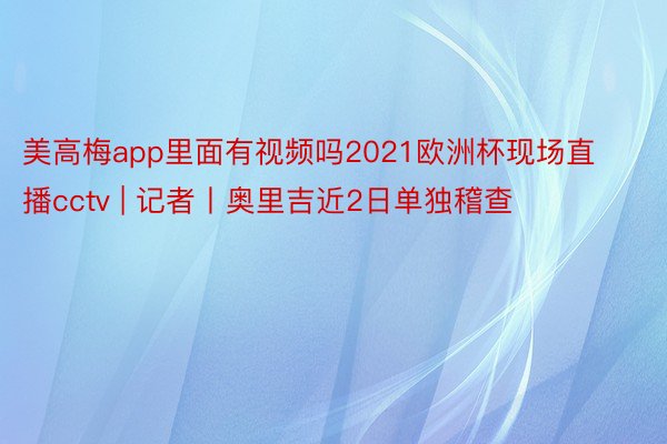 美高梅app里面有视频吗2021欧洲杯现场直播cctv | 记者丨奥里吉近2日单独稽查