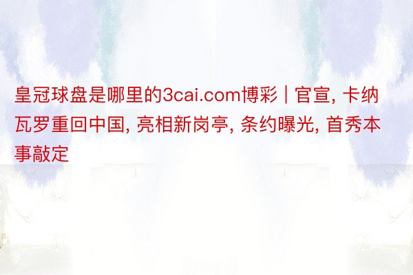 皇冠球盘是哪里的3cai.com博彩 | 官宣, 卡纳瓦罗重回中国, 亮相新岗亭, 条约曝光, 首秀本事敲定