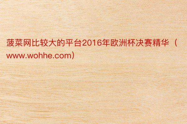 菠菜网比较大的平台2016年欧洲杯决赛精华（www.wohhe.com）