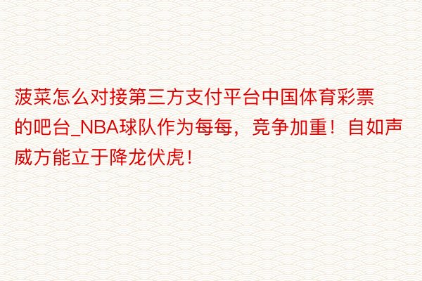 菠菜怎么对接第三方支付平台中国体育彩票的吧台_NBA球队作为每每，竞争加重！自如声威方能立于降龙伏虎！