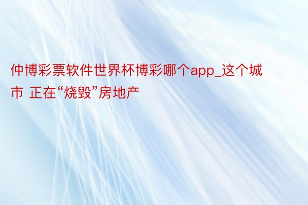 仲博彩票软件世界杯博彩哪个app_这个城市 正在“烧毁”房地产