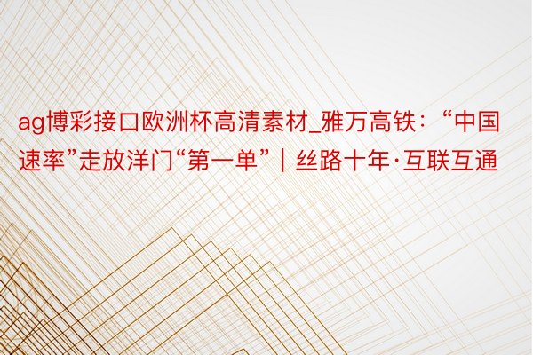 ag博彩接口欧洲杯高清素材_雅万高铁：“中国速率”走放洋门“第一单”｜丝路十年·互联互通